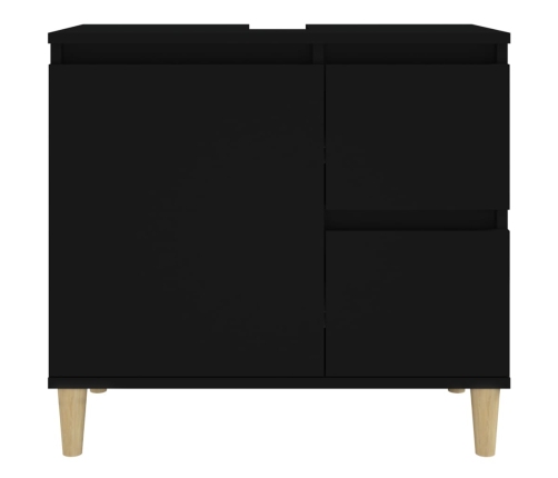 Armario de baño madera contrachapada negro 65x33x60 cm