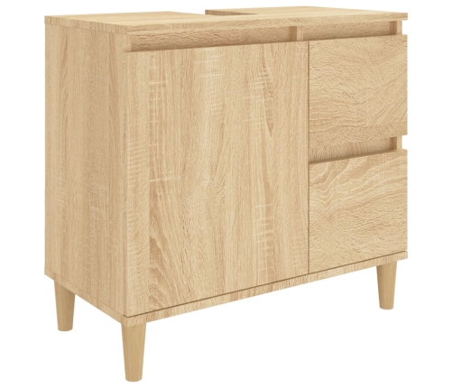 Armario de baño madera contrachapada roble Sonoma 65x33x60 cm