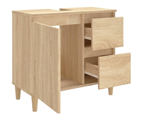 Armario de baño madera contrachapada roble Sonoma 65x33x60 cm