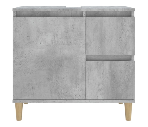 Armario de baño madera contrachapada gris hormigón 65x33x60 cm