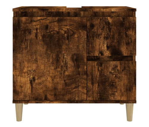 Armario de baño madera contrachapada roble ahumado 65x33x60 cm