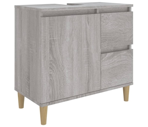 Armario de baño madera contrachapada gris Sonoma 65x33x60 cm