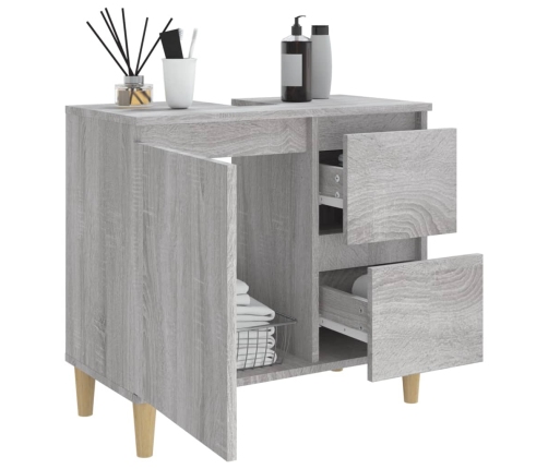 Armario de baño madera contrachapada gris Sonoma 65x33x60 cm