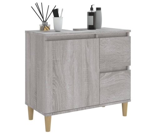 Armario de baño madera contrachapada gris Sonoma 65x33x60 cm