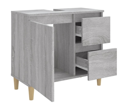 Armario de baño madera contrachapada gris Sonoma 65x33x60 cm