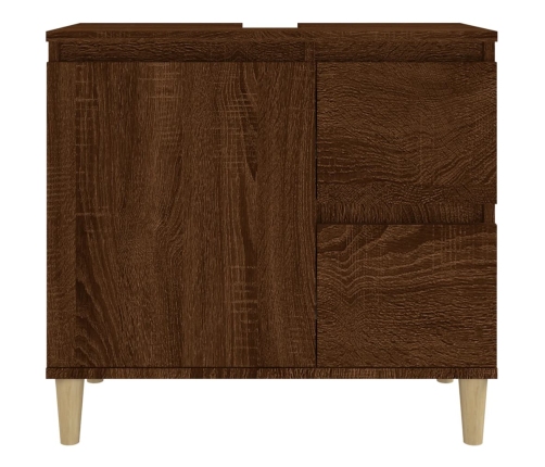 Armario de baño madera contrachapada marrón roble 65x33x60 cm