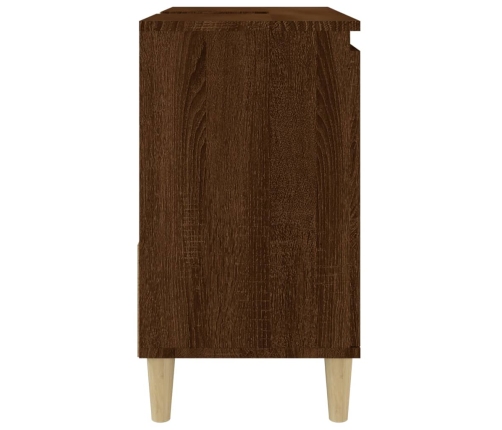 Armario de baño madera contrachapada marrón roble 65x33x60 cm