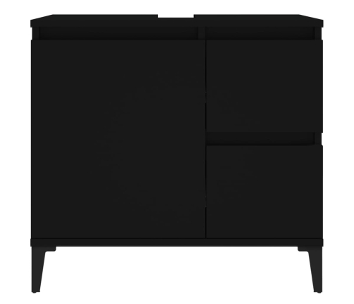 Armario de baño madera contrachapada negro 65x33x60 cm