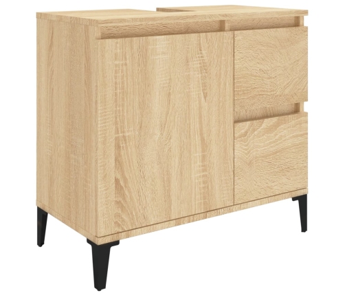 Armario de baño madera contrachapada roble Sonoma 65x33x60 cm