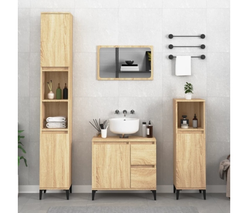 Armario de baño madera contrachapada roble Sonoma 65x33x60 cm