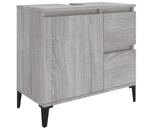 Armario de baño madera contrachapada gris Sonoma 65x33x60 cm