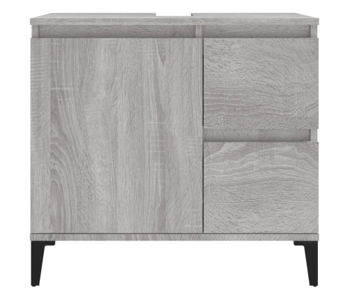 Armario de baño madera contrachapada gris Sonoma 65x33x60 cm