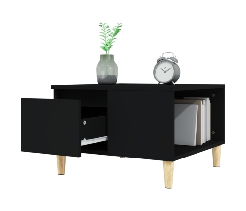 Mesa de centro madera contrachapada negro 55x55x36,5 cm