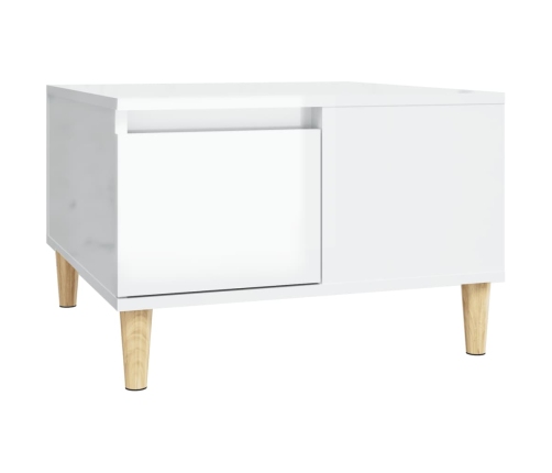 Mesa de centro madera contrachapada blanco brillo 55x55x36,5 cm