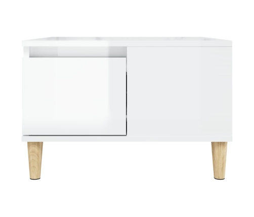 Mesa de centro madera contrachapada blanco brillo 55x55x36,5 cm