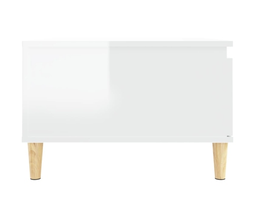 Mesa de centro madera contrachapada blanco brillo 55x55x36,5 cm