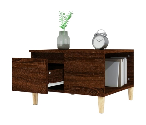 Mesa de centro madera contrachapada roble marrón 55x55x36,5 cm