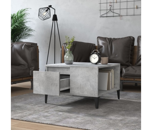 Mesa de centro madera contrachapada gris hormigón 55x55x36,5 cm