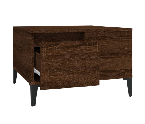 Mesa de centro madera contrachapada roble marrón 55x55x36,5 cm