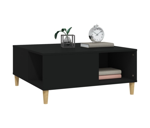 Mesa de centro madera contrachapada negro 80x80x36,5 cm