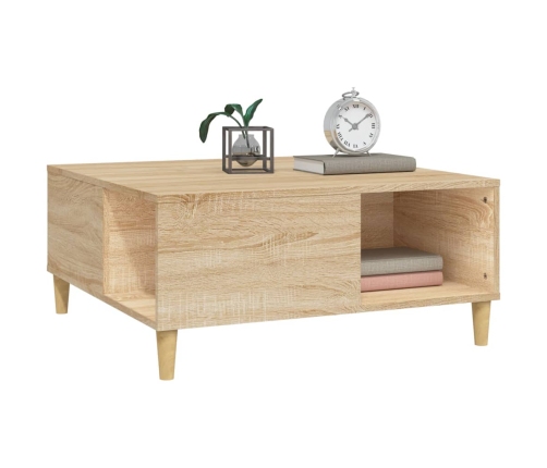 Mesa de centro madera contrachapada roble Sonoma 80x80x36,5 cm