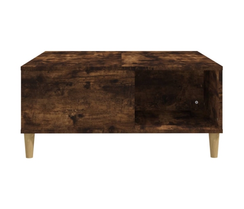 vidaXL Mesa de centro madera contrachapada roble ahumado 80x80x36,5 cm