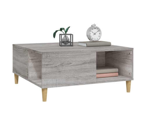 Mesa de centro madera contrachapada gris Sonoma 80x80x36,5 cm