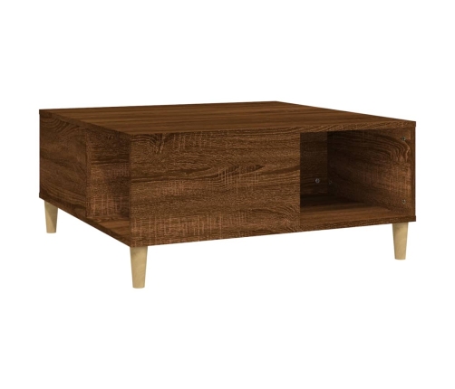 Mesa de centro madera contrachapada roble marrón 80x80x36,5 cm