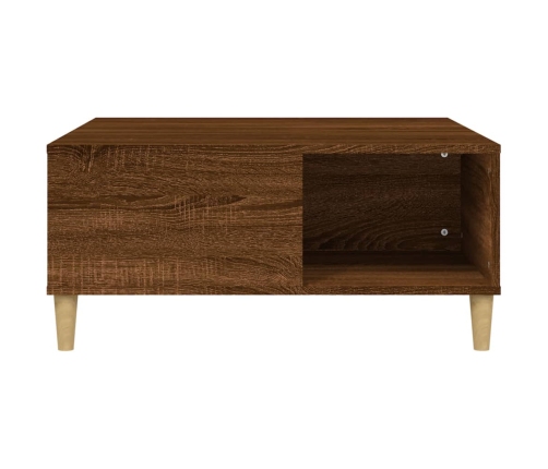 Mesa de centro madera contrachapada roble marrón 80x80x36,5 cm