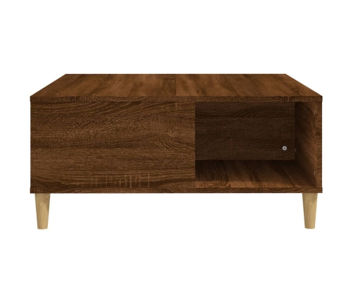 Mesa de centro madera contrachapada roble marrón 80x80x36,5 cm