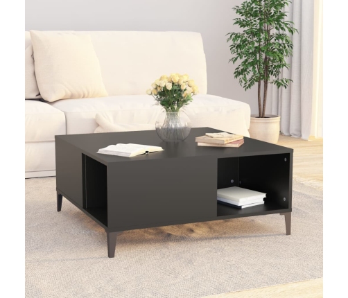 Mesa de centro madera contrachapada negro 80x80x36,5 cm