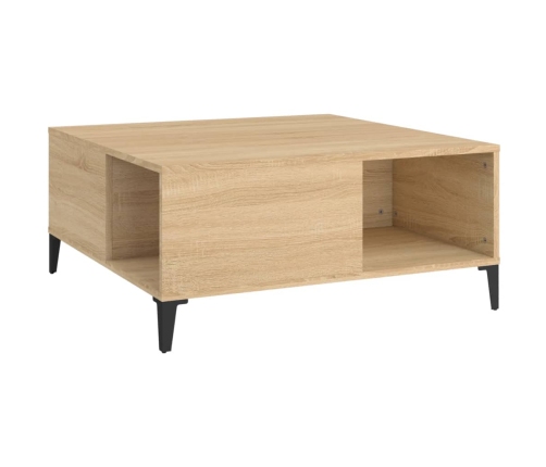 Mesa de centro madera contrachapada roble Sonoma 80x80x36,5 cm