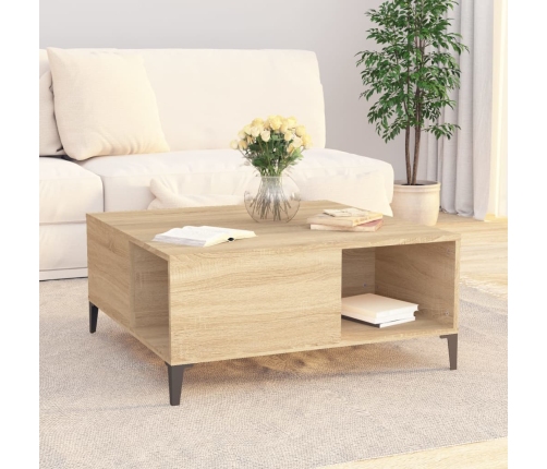 Mesa de centro madera contrachapada roble Sonoma 80x80x36,5 cm