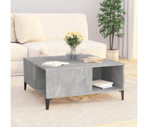 Mesa de centro madera contrachapada gris hormigón 80x80x36,5 cm