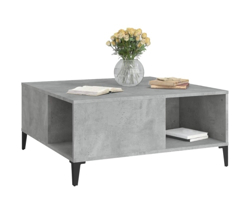 Mesa de centro madera contrachapada gris hormigón 80x80x36,5 cm