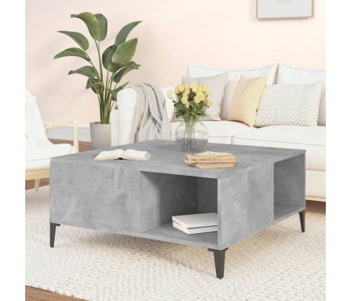 Mesa de centro madera contrachapada gris hormigón 80x80x36,5 cm