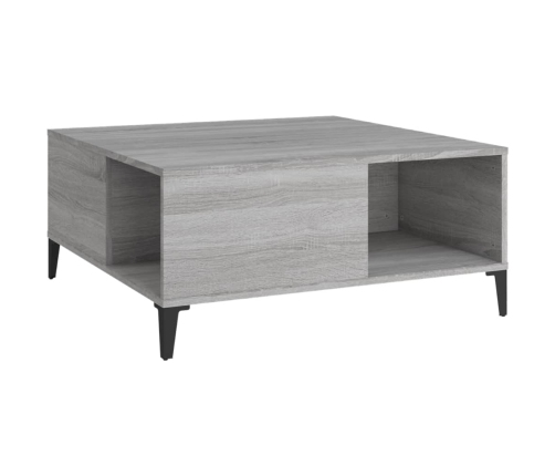 vidaXL Mesa de centro madera contrachapada gris Sonoma 80x80x36,5 cm