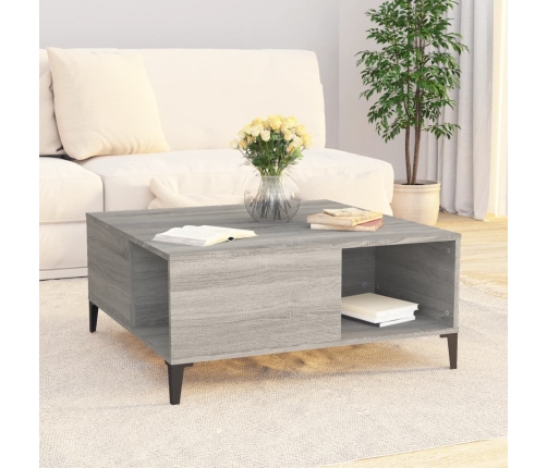 vidaXL Mesa de centro madera contrachapada gris Sonoma 80x80x36,5 cm