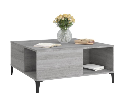 vidaXL Mesa de centro madera contrachapada gris Sonoma 80x80x36,5 cm