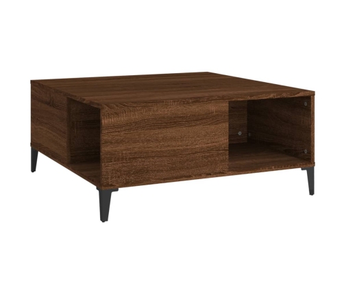 Mesa de centro madera contrachapada roble marrón 80x80x36,5 cm