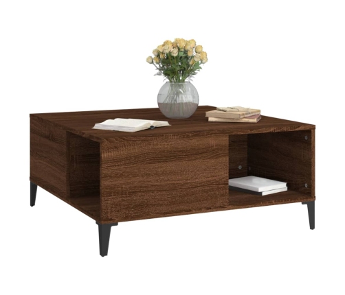 vidaXL Mesa de centro madera contrachapada roble marrón 80x80x36,5 cm