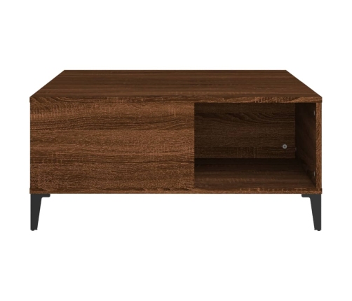 Mesa de centro madera contrachapada roble marrón 80x80x36,5 cm