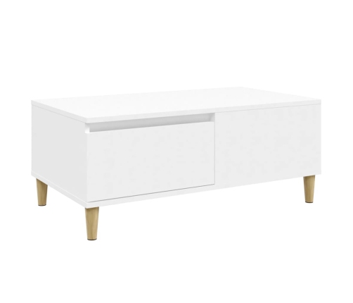 Mesa de centro madera contrachapada blanco 90x50x36,5 cm