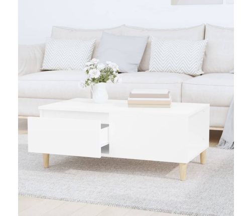 Mesa de centro madera contrachapada blanco 90x50x36,5 cm