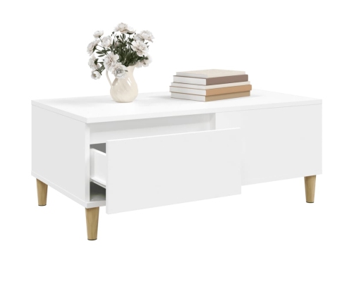 Mesa de centro madera contrachapada blanco 90x50x36,5 cm