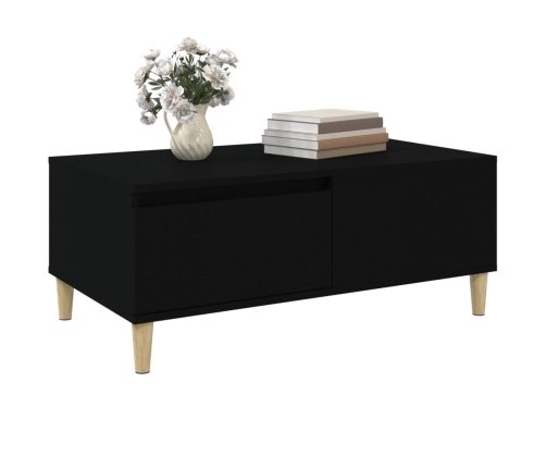 Mesa de centro madera contrachapada negro 90x50x36,5 cm