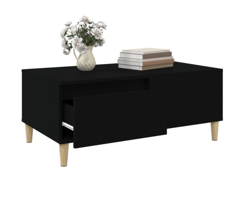 Mesa de centro madera contrachapada negro 90x50x36,5 cm