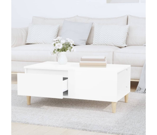 Mesa de centro madera contrachapada blanco brillo 90x50x36,5 cm