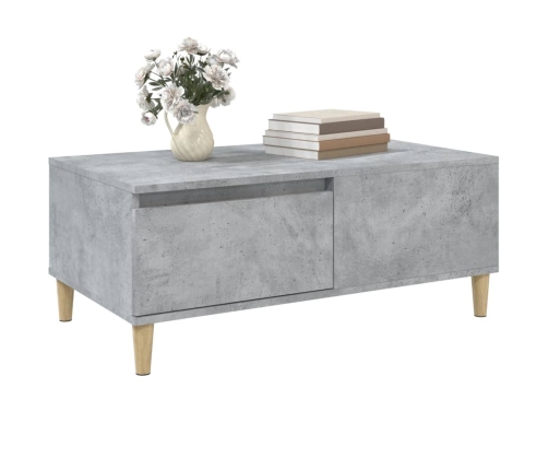 Mesa de centro madera contrachapada gris hormigón 90x50x36,5 cm