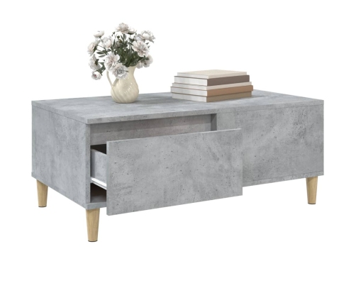 Mesa de centro madera contrachapada gris hormigón 90x50x36,5 cm